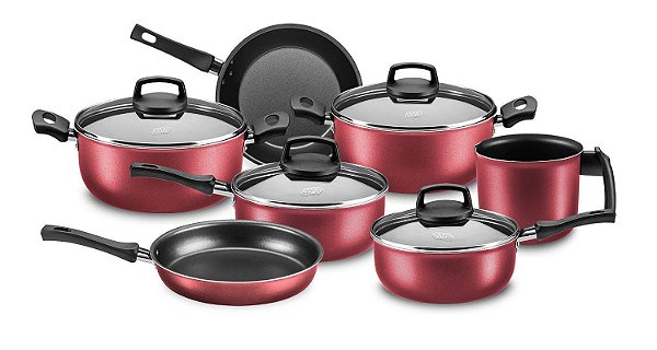 CONJUNTO DE PANELAS LINHA SUPRA MTA CEREJA 7 PEÇAS