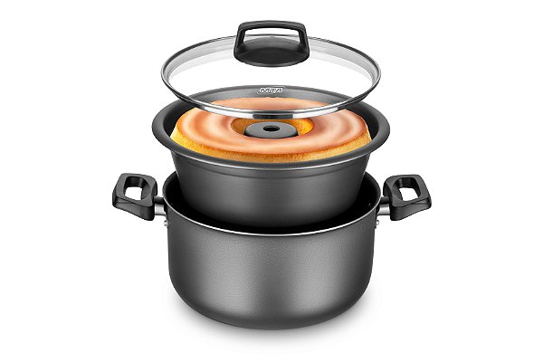 CONJUNTO FORMA DE PUDIM BANHO MARIA GRAFITE MTA 20 CM