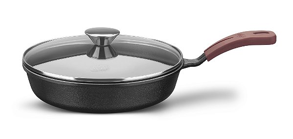 FRIGIDEIRA DE FERRO FUNDIDO COM TAMPA DE VIDRO 20CM MTA