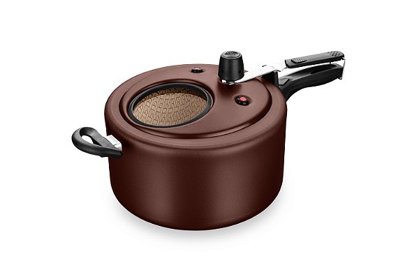 PANELA DE PRESSÃO SUPERIOR MTA COM VISOR CHOCOLATE 6,0 LITROS