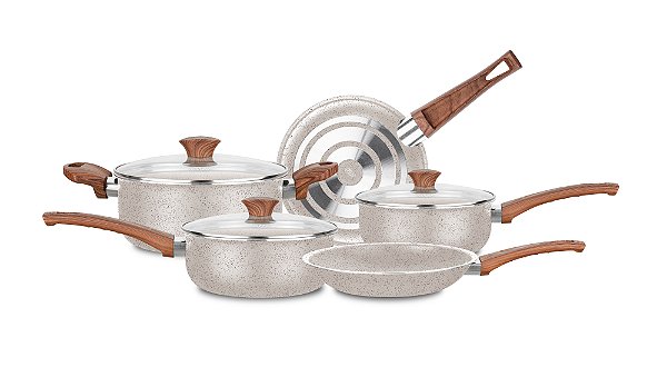 JOGO DE PANELAS VANILLA 5 PEÇAS MTA CERAMIC+ ANTIADERENTE