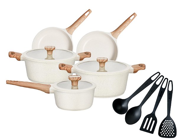 CONNUNTO DE PANELAS CERAMICO MTA TITANIUM + TALHERES