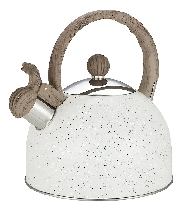 CHALEIRA AÇO INOX ESMALTADA COM APITO MARMOL 2,0L INDUÇÃO