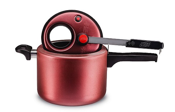 PANELA DE PRESSÃO 4,5 LITROS COM VISOR MTA CEREJA 6023