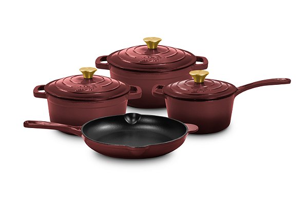 CONJUNTO PANELAS DE FERRO FUNDIDO ESMALTADO CABERNET 4 PEÇAS