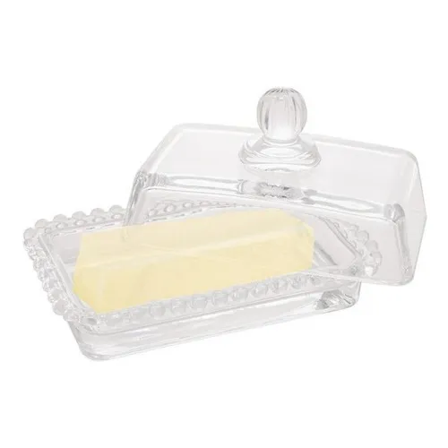 Manteigueira de Cristal com Tampa Pearl - 17cm x 10,5cm x 10cm - Wolff