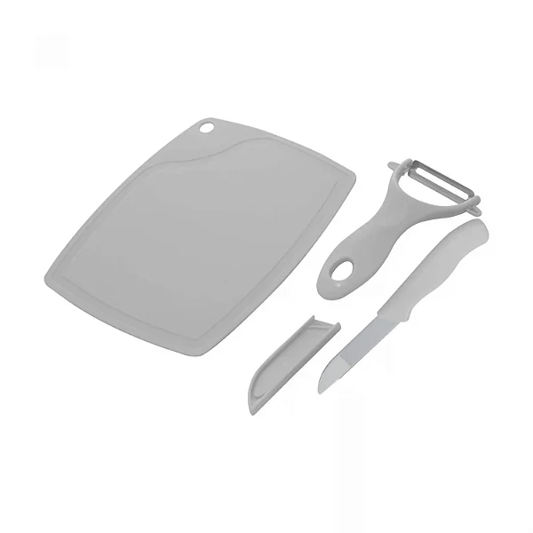 Conjunto Prático de Cozinha - Tábua, Descascador e Faca - LYOR