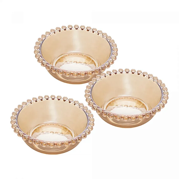 Conjunto de 3 Bowls de Cristal Pearl Âmbar - 14cm x 5cm - Wolff