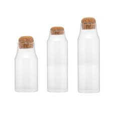 Kit Porta Mantimento de Vidro Borossilicato com Tampa Rolha  250ml, 290ml, 820ml - Wolff