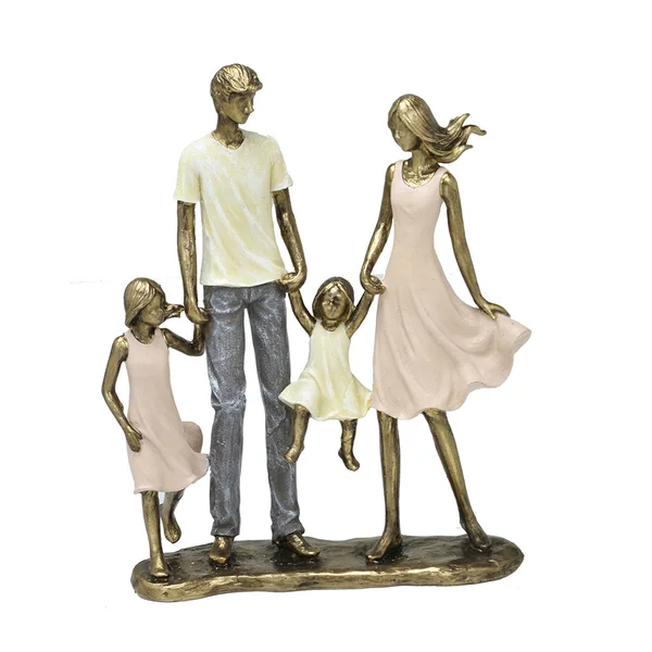 Escultura Casal com Duas Filhas 24cm x 21cm x 7cm - Ailton