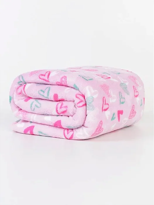 Cobertor Kids Microfibra Soft Solteiro 1,50m x 2,20m Pink Love - ATLÂNTICA