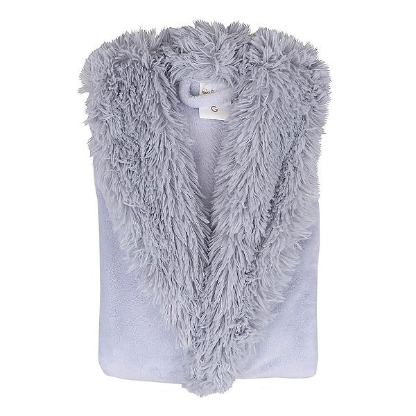 Roupão em Microfibra Gola Pelos Sofist Manga Longa Sofisticada Premium - Cinza TAM: M - ATLÂNTICA