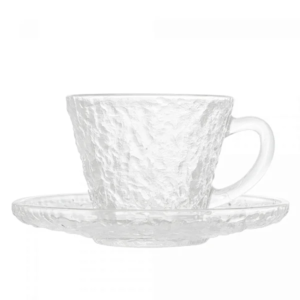 1 Xícara para Chá com Pires de Cristal Martelado Petra 180ml - LYOR