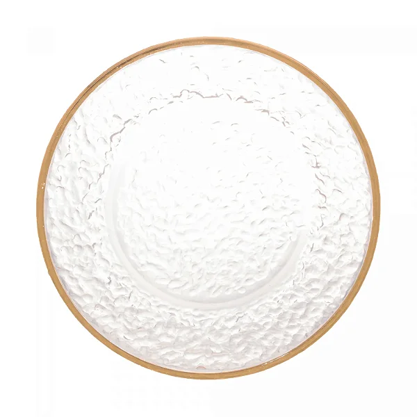 Prato Raso de Cristal com Borda Dourada Petra 28 cm - LYOR