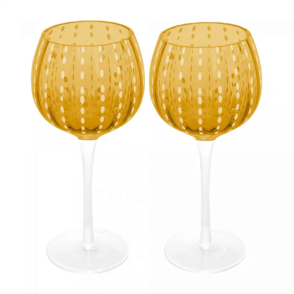 Conjunto 2 Taças para Vinho de Vidro Orquídea Âmbar 450ml - WOLFF