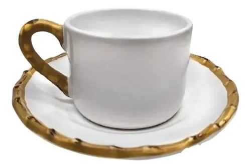 Conjunto 6 Xícaras para Café com Pires Bambu Flat - SCALLA