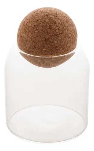 Pote de Vidro em Borossilicato com Tampa Esfera de Rolha - 510ml - LYOR