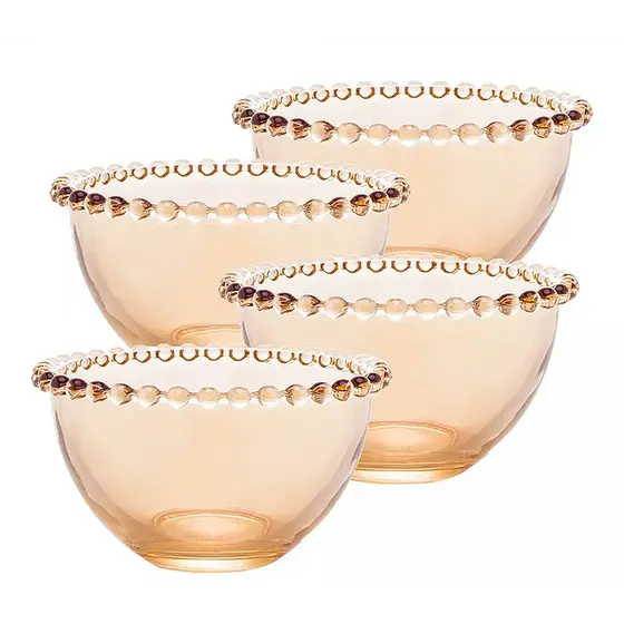 Conjunto de 4 Bowls Cristal Pearl Âmbar  8cm x 11cm x 14cm  - WOLFF