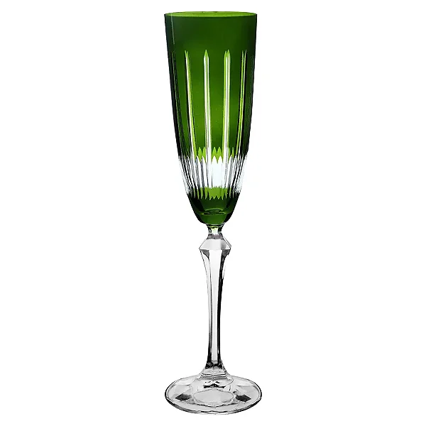 Taça para Champanhe Lapidada Verde em Cristal Elizabeth - BOHEMIA
