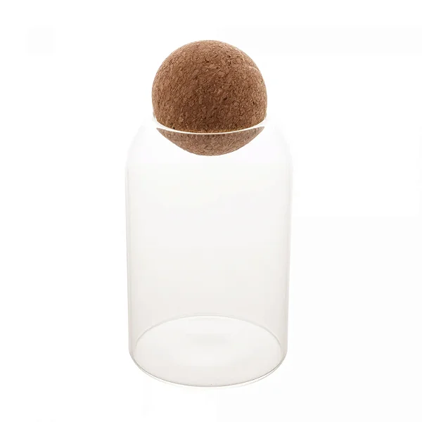 Pote de Vidro em Borossilicato com Tampa Esfera de Rolha - 800ml - LYOR