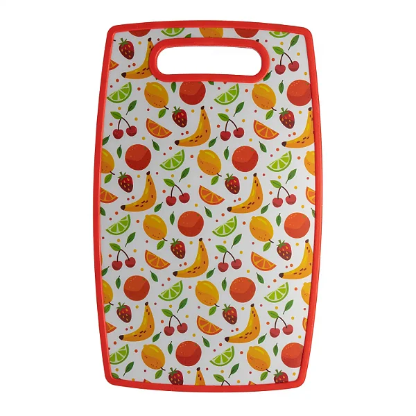 Tábua para Corte de Plástico Fruits Vermelha (37cm x 23cm x 1cm) - LYOR