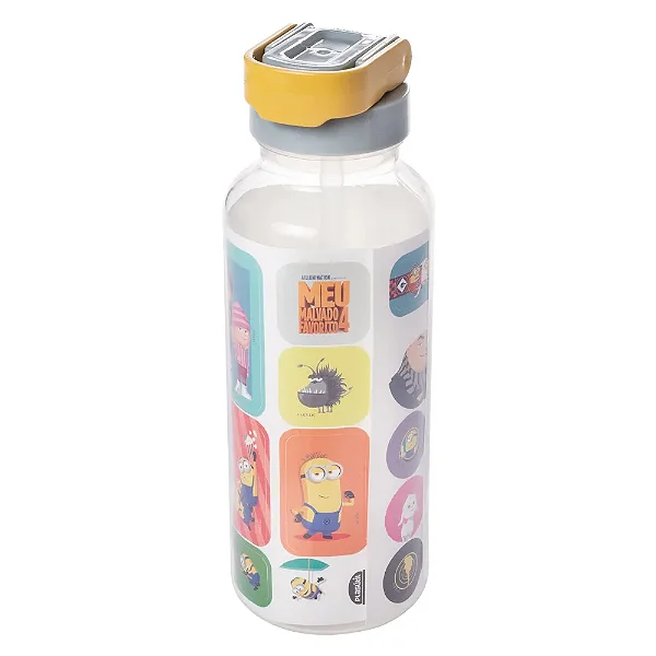 Garrafa Fun Minions com Tampa Automática - 600 ml