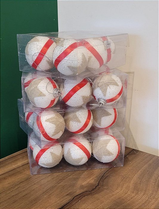 Kit 4 Caixas de Bolas Natalinas - 6 Peças de 5CM