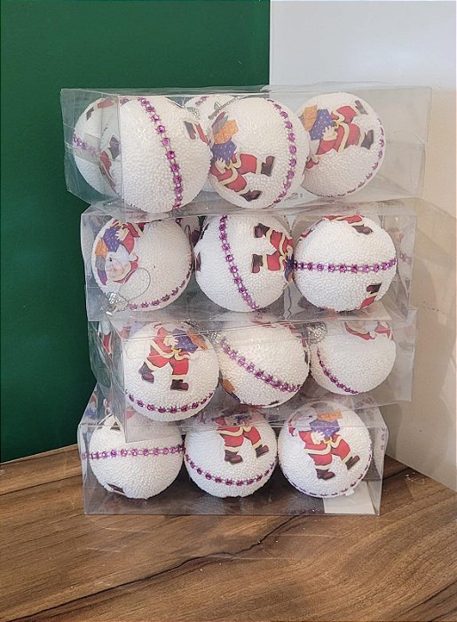 Kit 4 Caixas de Bolas Natalinas - 6 Peças de 6CM