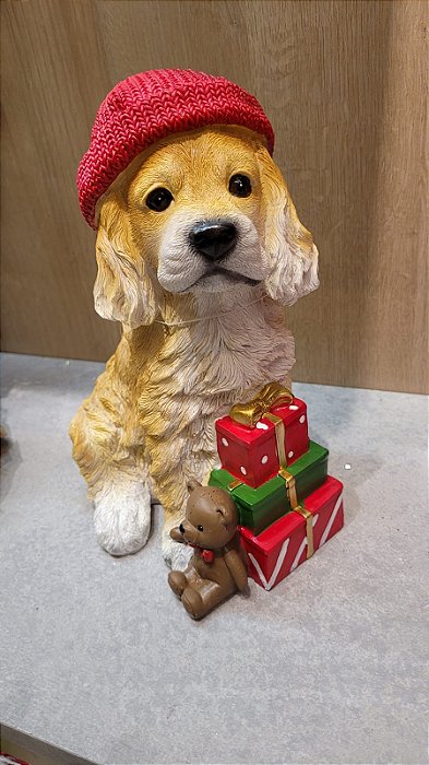 Cachorro Labrador de Resina Noel - Decoração Natalina
