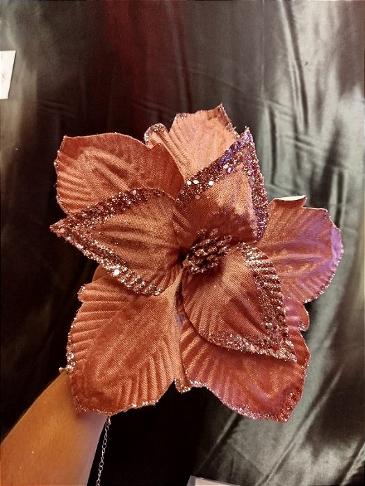 Flor Rosa Decorativa com Detalhes - 59x26CM para o Natal
