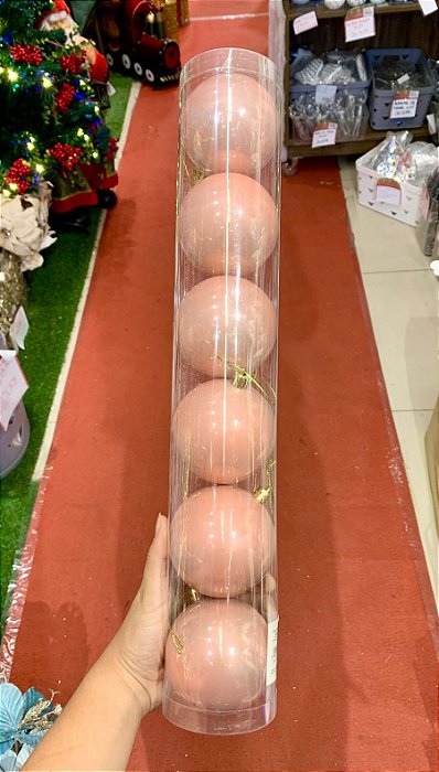 Tubo com 6 Bolas Peroladas Rose Gold - 8cm