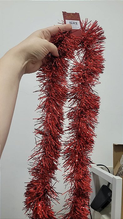 Festão Brilhoso Vermelho 2m para Decoração Natal