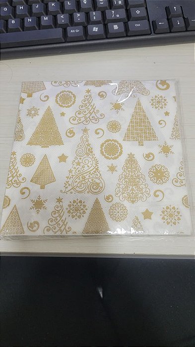 Guardanapo Natal Dourado 15x15cm