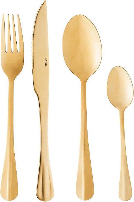 Faqueiro Lyor Positano Ouro 24 Peças Aço Inox