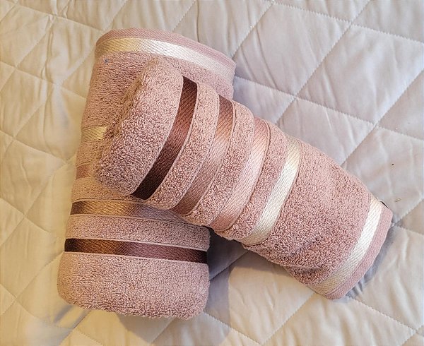 Kit Toalha Banho e Rosto Rosa - KARSTEN