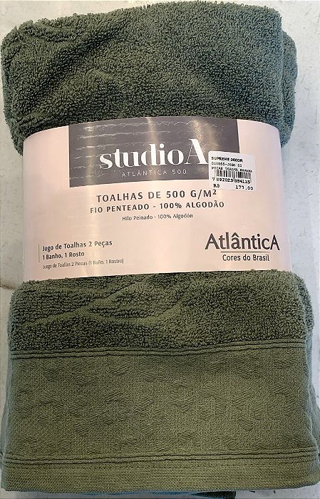 Kit Toalhas Verde Savana - Banho e Rosto 100% Algodão