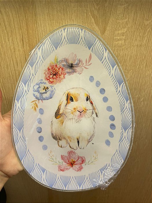 Ornamento de Vidro M com Coelho