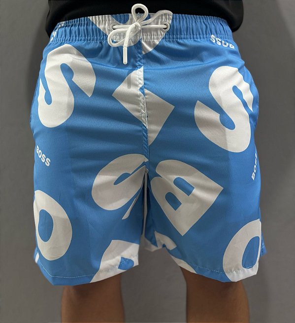 Short BOSS Estampado Azul