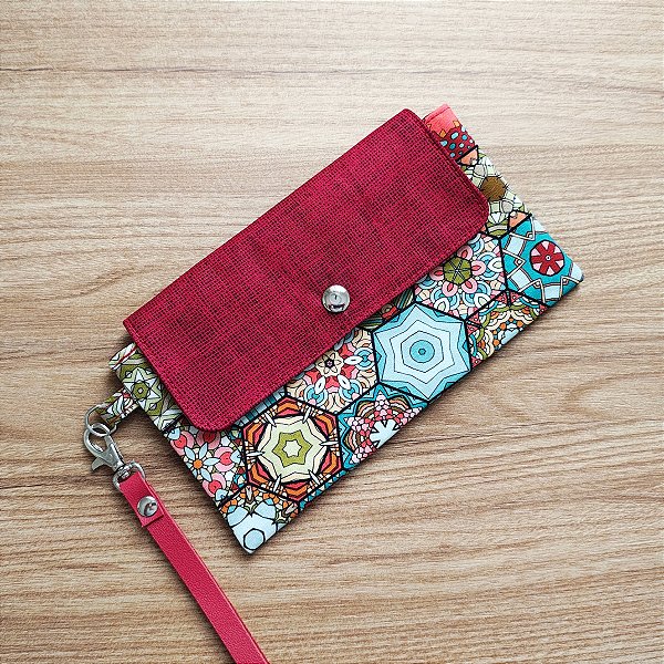 Carteira de mão slim hexacores vinho