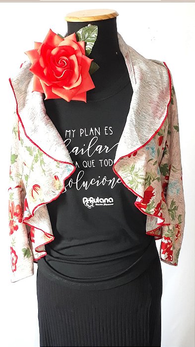 Bolero Rosas Malha Estampado