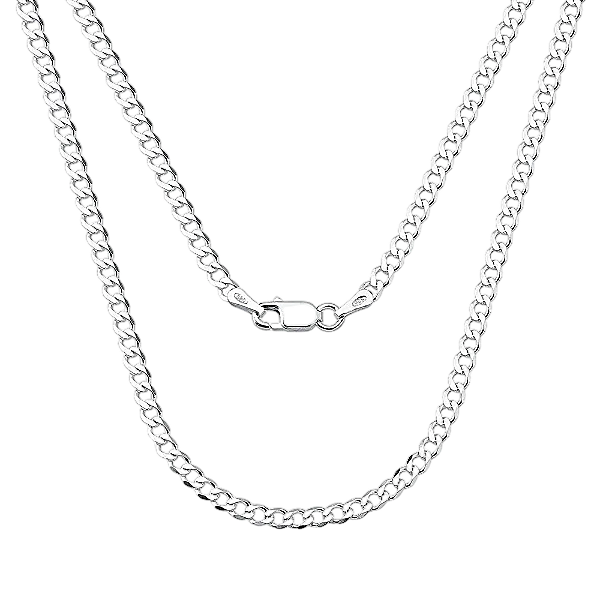 Corrente Masculina Grumet 3mm 60cm Prata 925 Legítima