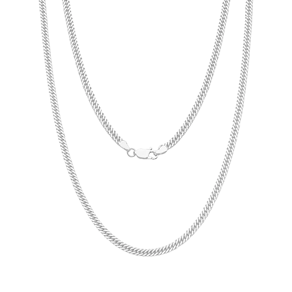 Corrente Masculina Grumet Dupla 3mm 60cm Prata 925 Legítima