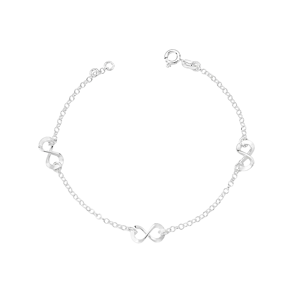 Pulseira Feminina Símbolo do Infinito Prata 925 Legítima