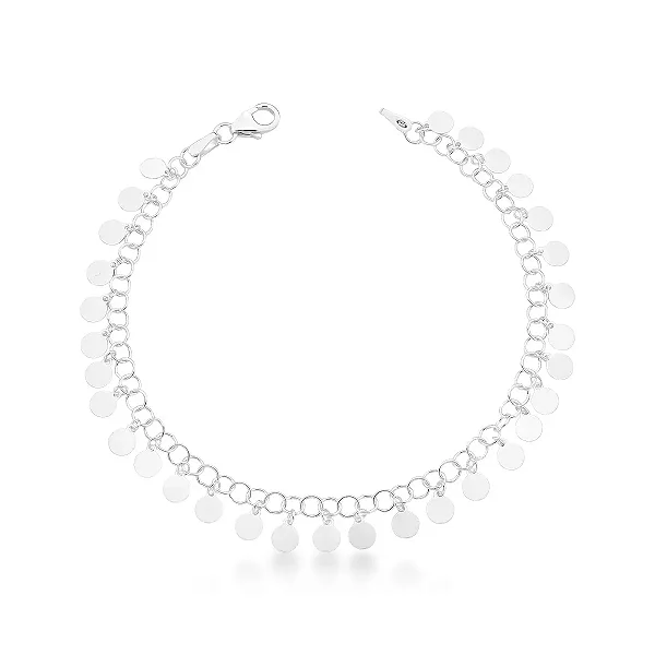 Pulseira Feminina Ciganinha Medalha Prata 925 Legítima