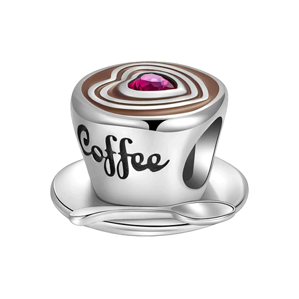 Berloque Separador Love Coffee Prata 925 Legítima