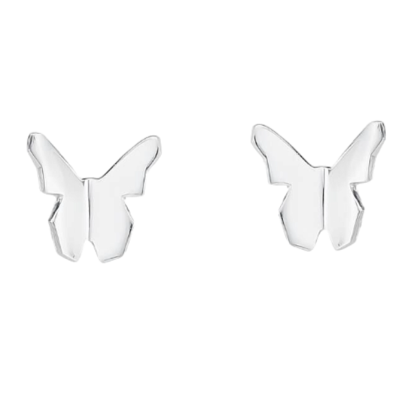 Brinco Borboleta Origami Liso Prata 925 Legítima