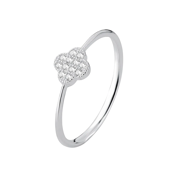 Anel Trevo Cravejado Zircônia Prata 925 Legítima