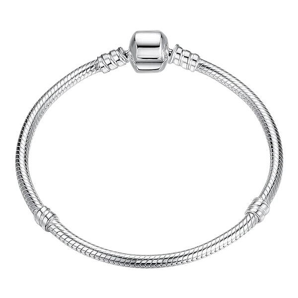 Pulseira Berloque Fio Semi Rígido Fecho Tambor Liso Prata 925 Legítima