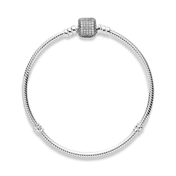 Pulseira Berloque Fio Semi Rígido Fecho Tambor Cravejado Prata 925 Legítima