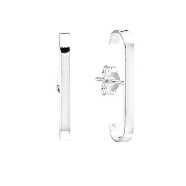 Brinco Barra Ear Hook Liso Prata 925 Legítima